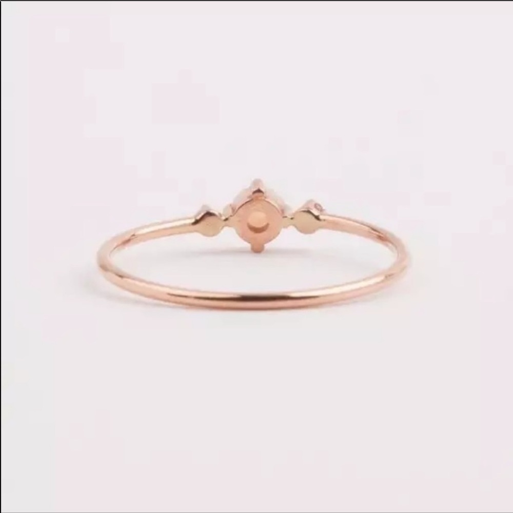 Dainty Opal & CZ ring on 14k Rose Gold over Silver - Picture 5 of 5